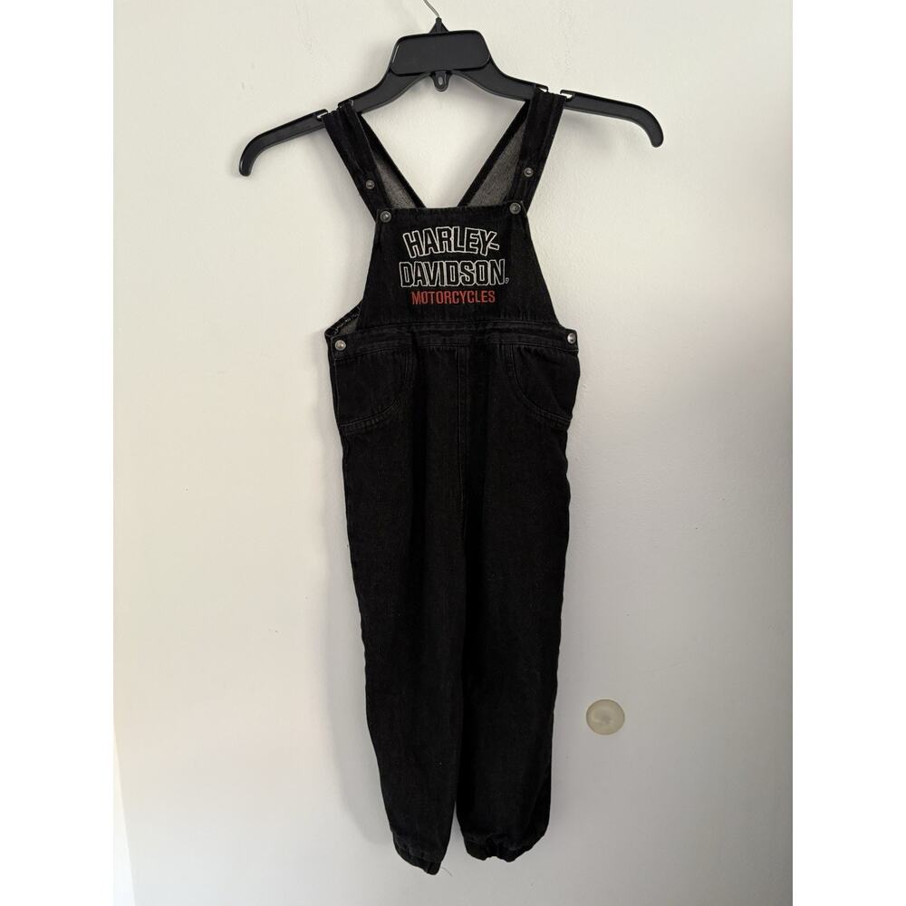 Harley-Davidson Kids Unisex Embroidered Denim Overalls Size 4/5Y